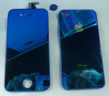 Shinning Lcd Diaplay Digitizer With Toch Screen Home Button-blue Iphone 4 Full Plating Kits