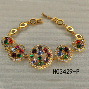 Fashion Colored Czech Stone And Alloy Bracelet