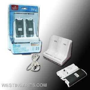 Wii Slip-preventing Battery Pack 2800mah 2x2 Double Charger