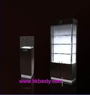 Full-vision Wooden Glass Jewelry Display Showcase For Jewelry Watch Or Diamond Exhibition