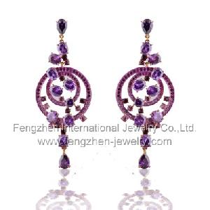 Fashion Brass Earring With Zircon And Czech Stones