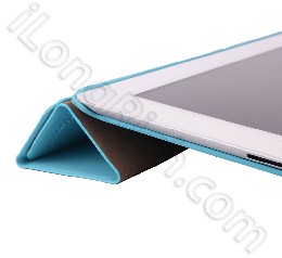 Ipad 2 Ultra Slim Smart Soft Pu Leather Case Light Blue