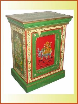 Indian Hand Painted Bedside / Nightstands Indian Painted Furniture