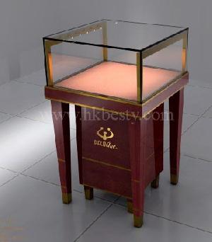 dark cherry jewelry watch display showcase led lights