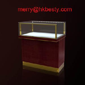 Red Classical Jewelry Display Counter Showcase With Led Light