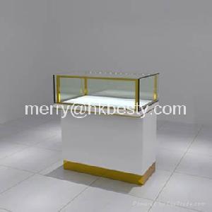 White Glossy Finish And High Quality Jewelry Display Counter With Led Lights