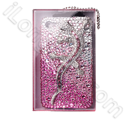 Iphone 4g Luxurious Gecko Style Swarovski Diamond Cases Light Pink White