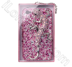 Luxurious Gecko Style Swarovski Diamond Cases For Iphone-4 Black White