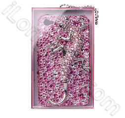 Luxurious Gecko Style Swarovski Diamond Cases For Iphone-4 Pink