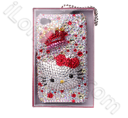 Luxurious Hello Kitty Style Swarovski Diamond Cases For Iphone 4 Black