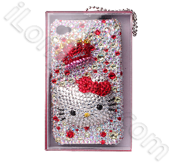 Luxurious Hello Kitty Style Swarovski Diamond Cases For Iphone 4 Red