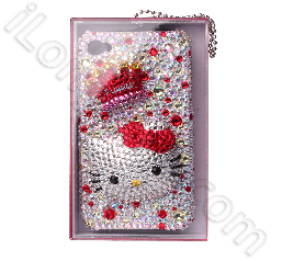 Luxurious Hello Kitty Style Swarovski Diamond Cases For Iphone 4 White