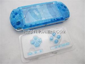 Sony Psp 3000 Replacement Complete Housing Shell Case Transparent Blue, Pink And White