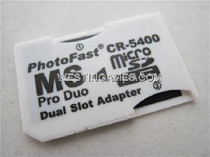 Photofast Cr-5400 Dual-slot Sdhc Microsd / Tf To Ms Pro Duo Adapter For Psp / Ps3