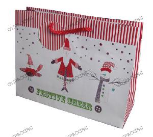 3 Snowman Christmas Paper Bag With Tag