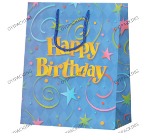 Blue Happy Birthday Bag With Matt Lamination