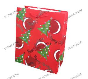 Crescent Moon Christmas Tree Red Holiday Bag