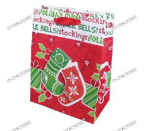 Holiday Stocking Bells Christmas Paper Bag