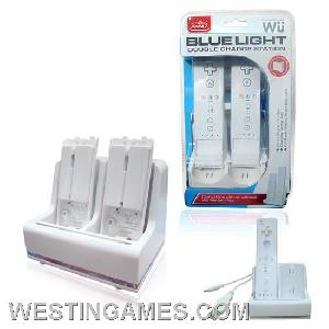 Wii Blue Light Double Charge Station Compatible With Motion Plus