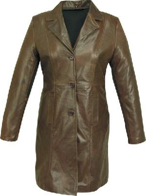 Ladies Leather Long Coat