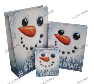 eye nose snow man christmas shopping bag