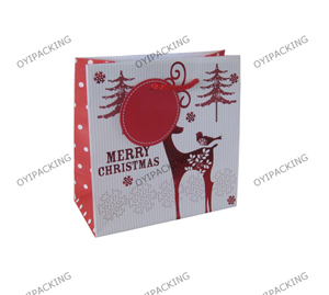 Red Deer With Christmas Tree Fashion Paper Bag