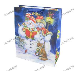 snow man redding book carrier bag