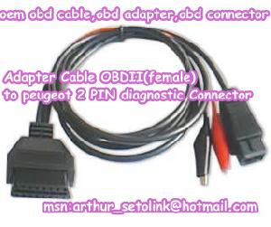 Adapter Cable Obdii Female To Peugeot 2 Pin Diagnostic Connector