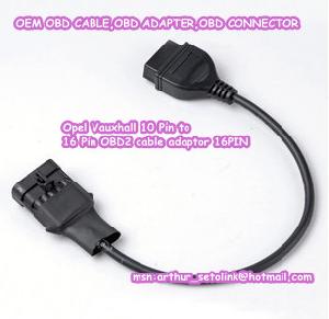 Opel Vauxhall 10 Pin To 16 Pin Obd2 Cable Adaptor 16pin