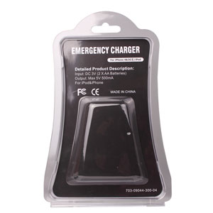 2 Aa Battery Emergency Charger For Iphone 3g / 3gs / 4 / Ipod