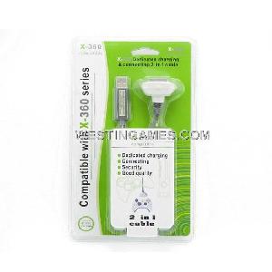 2in1 Dedicated Charging And Connecting Cable For Xbox360