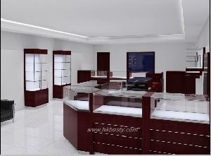 Glossy Wood Jewellery Display Store Showcase In Jewellery Store