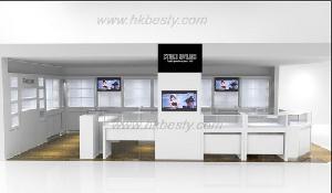 Jewellery Display Showcase In Jewellery Store With White Glossy Wood