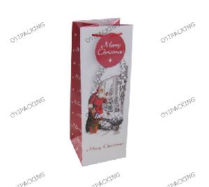 Merry Christmas With Snow Bottle Paper Bag