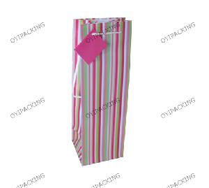 pink green strip recycled commercial bottle bag