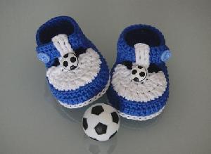 hand crochet baby boots foot ball button