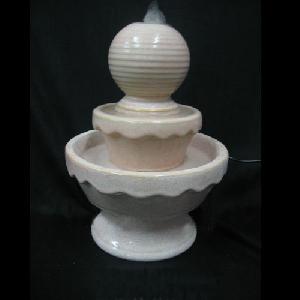 White Glazed Double Layer Ceramic Water Fountain