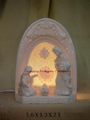 Woven Porcelain Holy Family Lamp