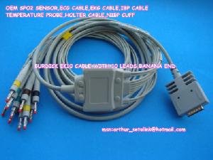 Burdick Ek10 Ekg / Ecg Cable 10 Leads Banana End Aha