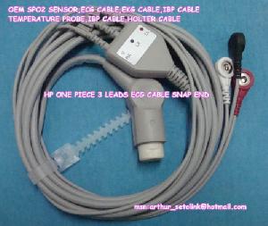 Oem Phililps Hp Ecg / Ekg Cable 12pin To 3 Leads Snap End