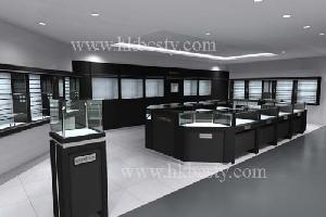 Black Wood Grain Watch Store Display Showcase, Watch Store Design