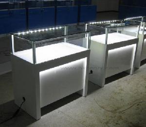 Fashion White Mdf Jewelry Display Cabinet With Led Light And High Quality