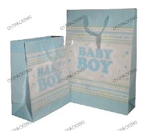 Baby Boy Carrier Bag With Ribbon Handle