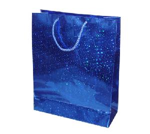 blue holographic star tote bag