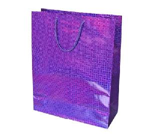 Purple Diamond Design Holographic Shopping Bag