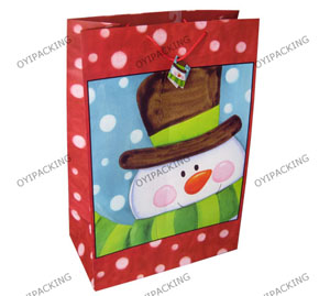 Red Snowman White Dot Luxry Christmas Carrier Paper Bag