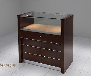 Brown Jewellery Jewelry Display Counter With High Powered Led Lights