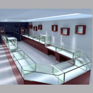 Cherry Red Jewellery Shop Design With High-powered Led Lights