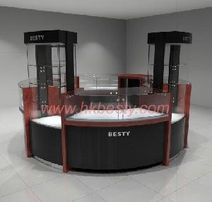 Full-enclosed Jewellery Jewelry Display Kiosk With High Powered Led Strips