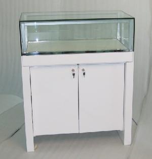 Glossy White Jewellery Jewelry Display Case With Led Light To Front And Back